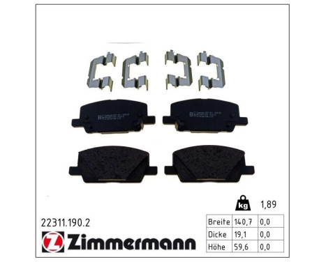 Kit de plaquettes de frein, frein à disque 22311.190.2 Zimmermann