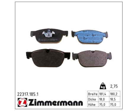 Kit de plaquettes de frein, frein à disque 22317.185.1 Zimmermann