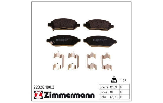 Kit de plaquettes de frein, frein à disque 22326.180.2 Zimmermann, Image 2