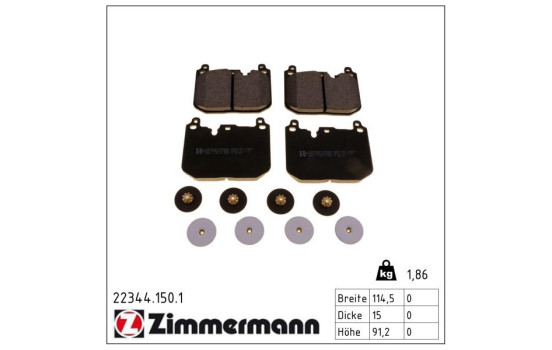 Kit de plaquettes de frein, frein à disque 22344.150.1 Zimmermann, Image 2