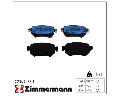 Kit de plaquettes de frein, frein à disque 22349.155.1 Zimmermann