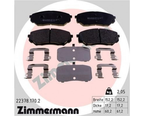 Kit de plaquettes de frein, frein à disque 22378.170.2 Zimmermann