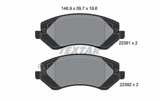 Kit de plaquettes de frein, frein à disque 2238101 Textar