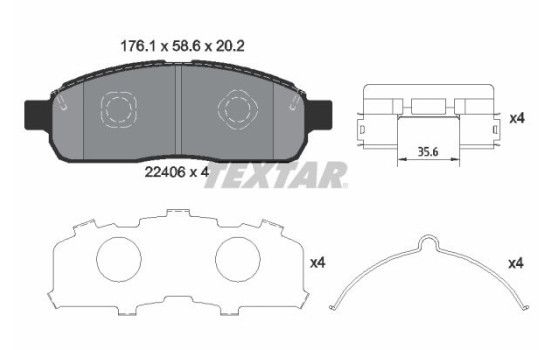 Kit de plaquettes de frein, frein à disque 2240601 Textar