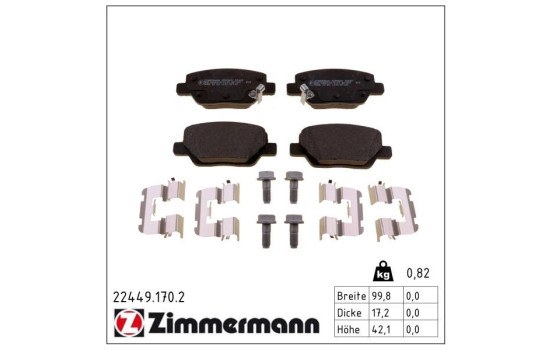 Kit de plaquettes de frein, frein à disque 22449.170.2 Zimmermann