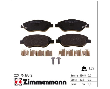 Kit de plaquettes de frein, frein à disque 22476.195.2 Zimmermann