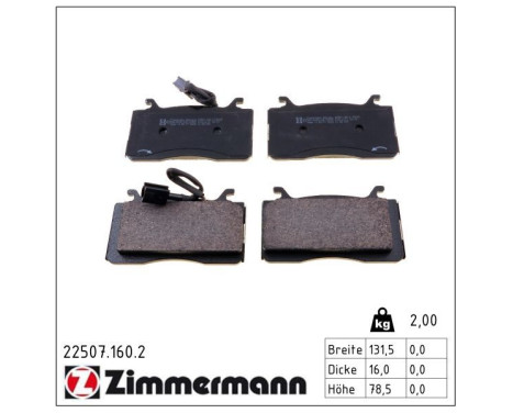 Kit de plaquettes de frein, frein à disque 22507.160.2 Zimmermann