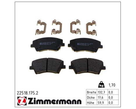 Kit de plaquettes de frein, frein à disque 22518.175.2 Zimmermann