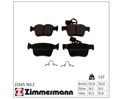 Kit de plaquettes de frein, frein à disque 22605.160.2 Zimmermann