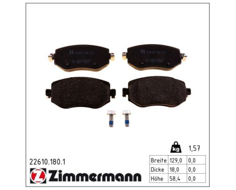 Kit de plaquettes de frein, frein à disque 22610.180.1 Zimmermann
