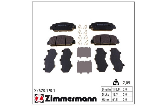 Kit de plaquettes de frein, frein à disque 22620.170.1 Zimmermann