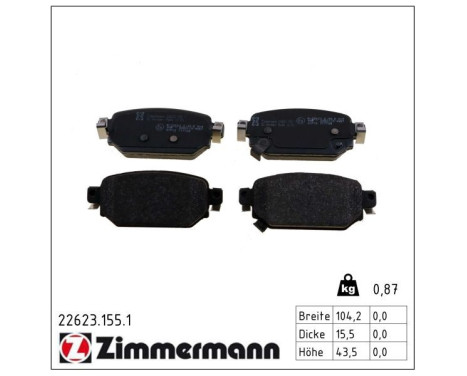 Kit de plaquettes de frein, frein à disque 22623.155.1 Zimmermann