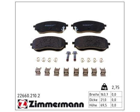 Kit de plaquettes de frein, frein à disque 22660.210.2 Zimmermann