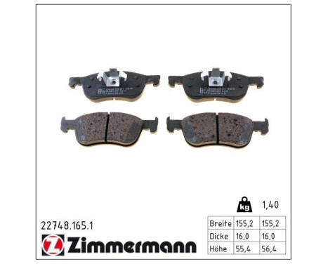 Kit de plaquettes de frein, frein à disque 22748.165.1 Zimmermann