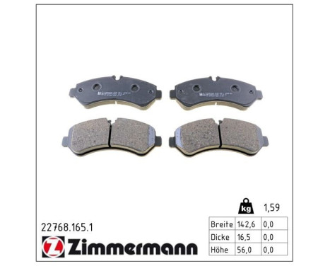 Kit de plaquettes de frein, frein à disque 22768.165.1 Zimmermann