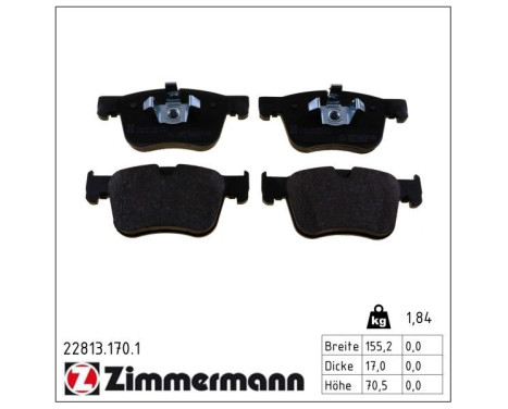 Kit de plaquettes de frein, frein à disque 22813.170.1 Zimmermann