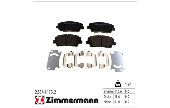 Kit de plaquettes de frein, frein à disque 22841.175.2 Zimmermann