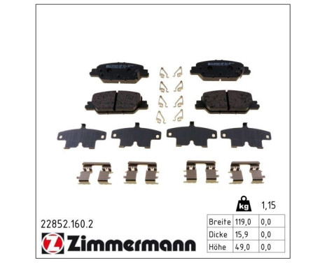 Kit de plaquettes de frein, frein à disque 22852.160.2 Zimmermann