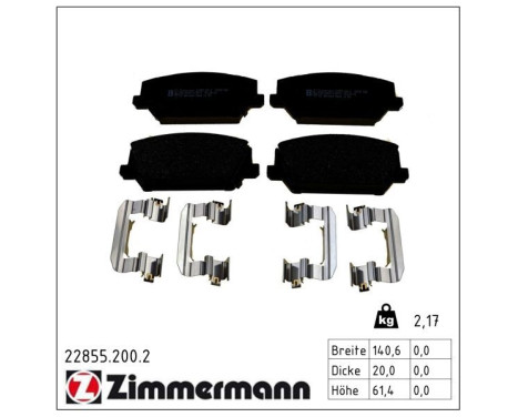 Kit de plaquettes de frein, frein à disque 22855.200.2 Zimmermann