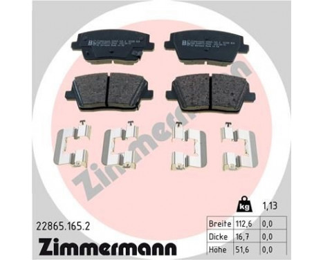 Kit de plaquettes de frein, frein à disque 22865.165.2 Zimmermann