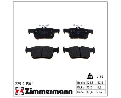 Kit de plaquettes de frein, frein à disque 22917.150.1 Zimmermann