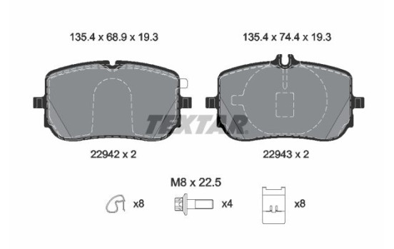Kit de plaquettes de frein, frein à disque 2294201 Textar