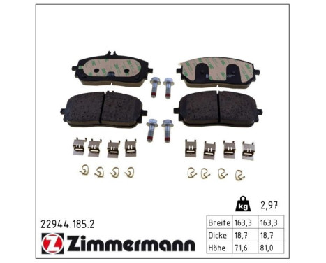 Kit de plaquettes de frein, frein à disque 22944.185.2 Zimmermann