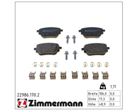 Kit de plaquettes de frein, frein à disque 22986.170.2 Zimmermann