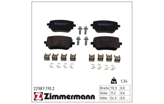 Kit de plaquettes de frein, frein à disque 22987.170.2 Zimmermann