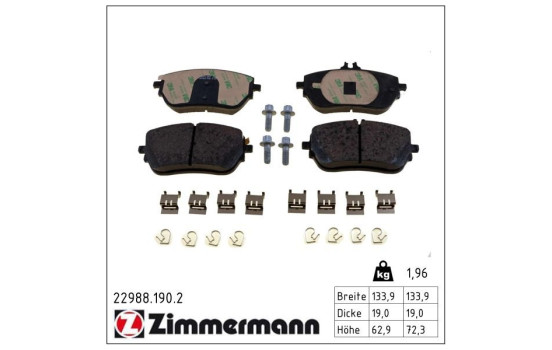 Kit de plaquettes de frein, frein à disque 22988.190.2 Zimmermann