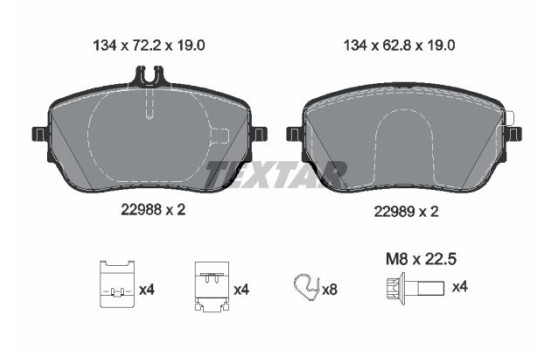 Kit de plaquettes de frein, frein à disque 2298801 Textar