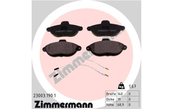 Kit de plaquettes de frein, frein à disque 23003.190.1 Zimmermann