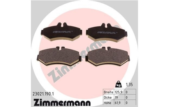 Kit de plaquettes de frein, frein à disque 23021.190.1 Zimmermann