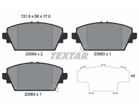 Kit de plaquettes de frein, frein à disque 2309401 Textar