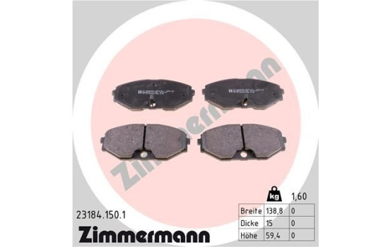 Kit de plaquettes de frein, frein à disque 23184.150.1 Zimmermann