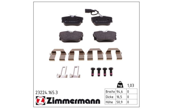 Kit de plaquettes de frein, frein à disque 23224.165.3 Zimmermann, Image 2