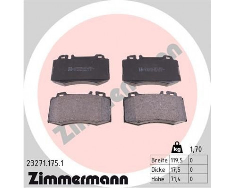 Kit de plaquettes de frein, frein à disque 23271.175.1 Zimmermann