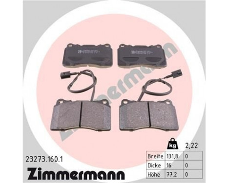 Kit de plaquettes de frein, frein à disque 23273.160.1 Zimmermann