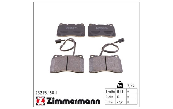 Kit de plaquettes de frein, frein à disque 23273.160.1 Zimmermann, Image 2