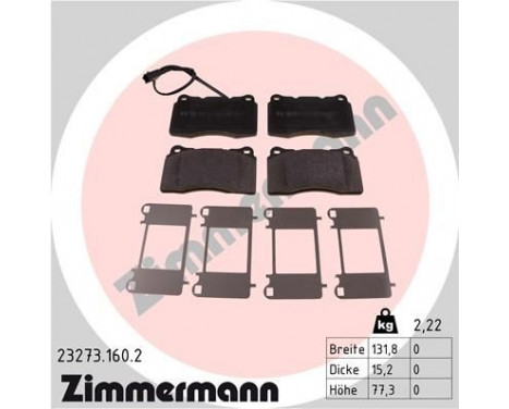 Kit de plaquettes de frein, frein à disque 23273.160.2 Zimmermann