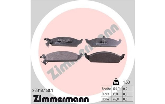 Kit de plaquettes de frein, frein à disque 23318.160.1 Zimmermann