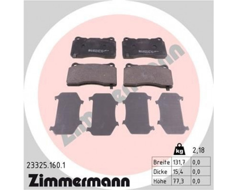 Kit de plaquettes de frein, frein à disque 23325.160.1 Zimmermann