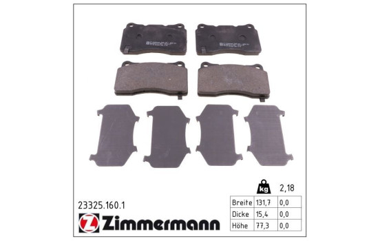 Kit de plaquettes de frein, frein à disque 23325.160.1 Zimmermann, Image 2