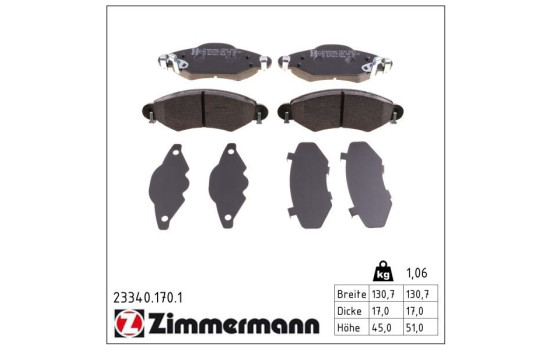Kit de plaquettes de frein, frein à disque 23340.170.1 Zimmermann, Image 2