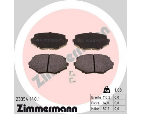 Kit de plaquettes de frein, frein à disque 23354.140.1 Zimmermann