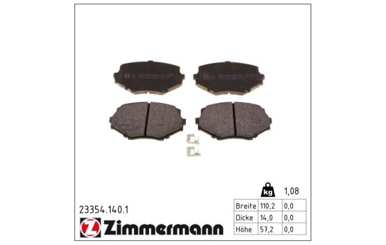 Kit de plaquettes de frein, frein à disque 23354.140.1 Zimmermann, Image 2