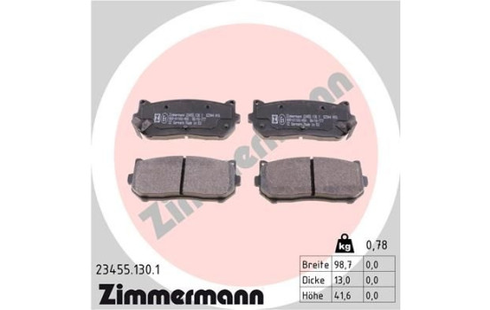 Kit de plaquettes de frein, frein à disque 23455.130.1 Zimmermann