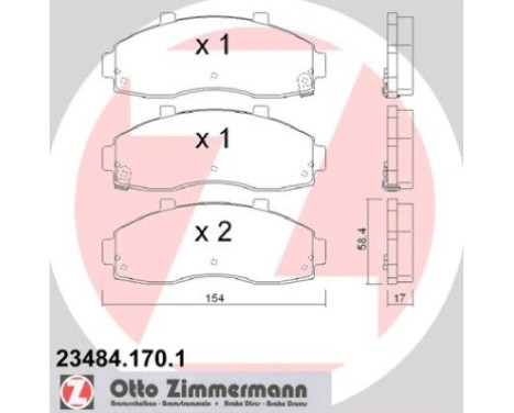 Kit de plaquettes de frein, frein à disque 23484.170.1 Zimmermann