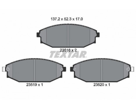 Kit de plaquettes de frein, frein à disque 2351801 Textar