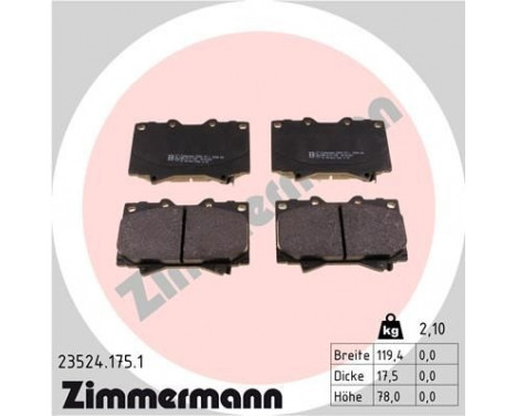 Kit de plaquettes de frein, frein à disque 23524.175.1 Zimmermann